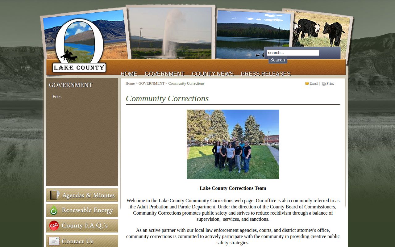 Lake County parole and probation Community Corrections contact details