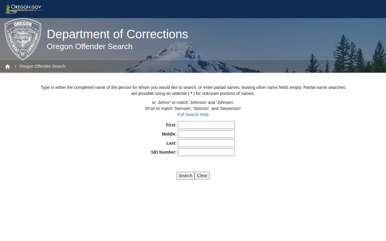 Oregon offender search fields for Lake County release records