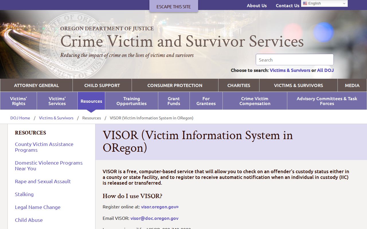 Lake County VINELink inmate check through Oregon VISOR coverage and alerts